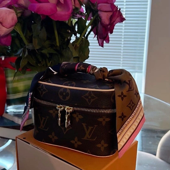 Louis Vuitton Brown Monogram Cosmetic Case with Pink Accents - Picture 1 of 1